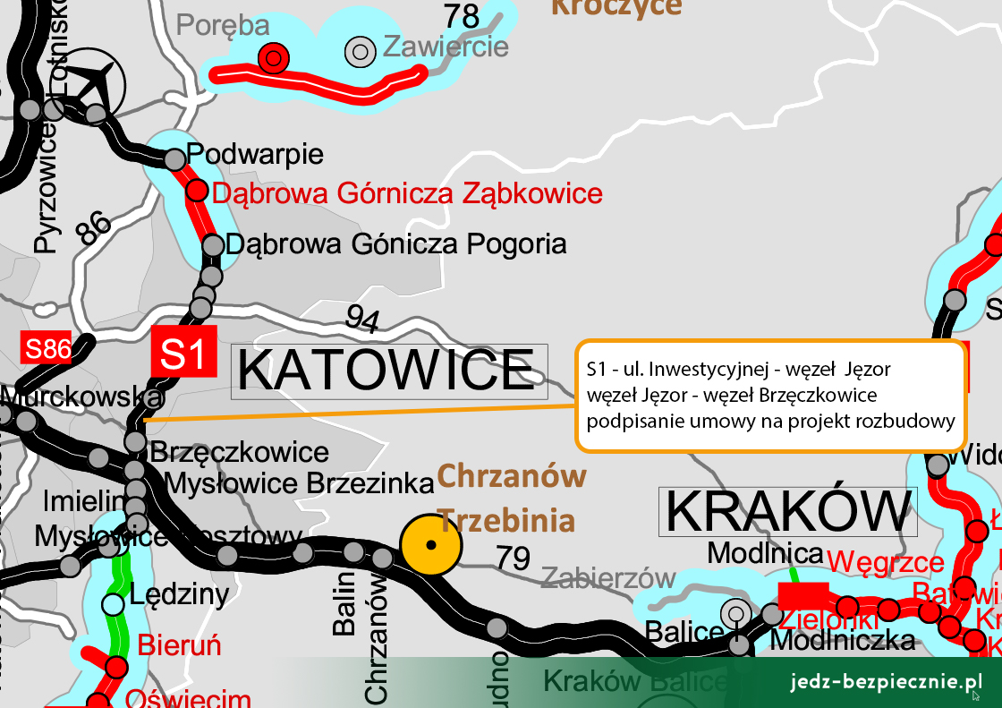 Polskie drogi - umowa na projekt rozbudowy S1 w Sosnowcu